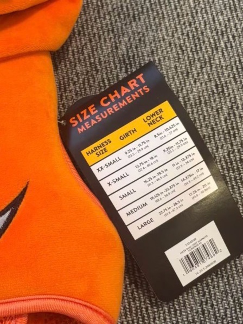 Halloween Pumpkin Dog Harness with reflective pumpkin features Large